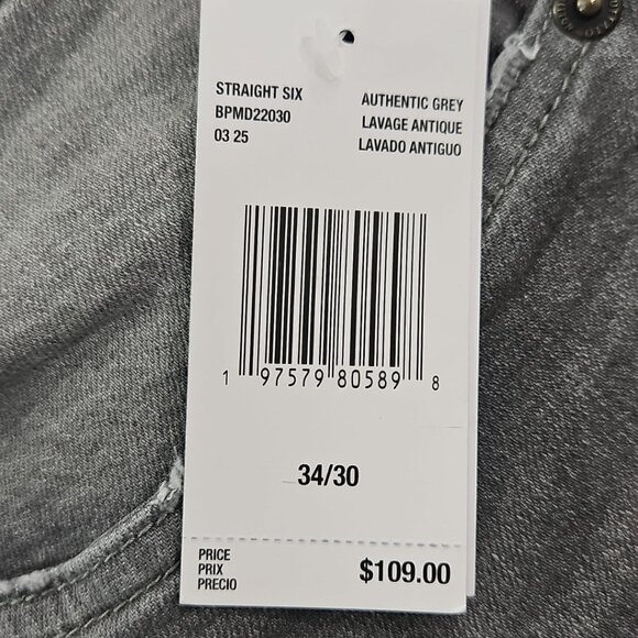 Buffalo David Bitton Straight Six Jeans Men's 34x30 Washed Gray NWT Stretch NEW - Picture 10 of 16